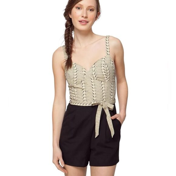 Pants - Anthropologie Lilka Black and Cream Sleeveless romper size medium